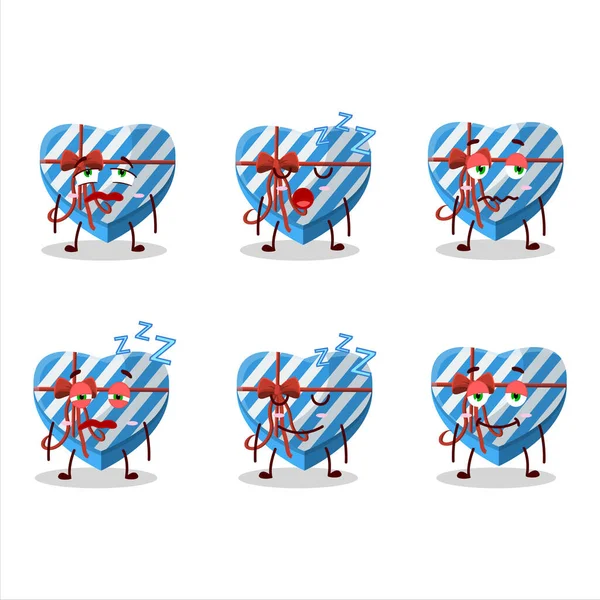 Personagem Dos Desenhos Animados Caixa Presente Amor Azul Com Expressão — Vetor de Stock