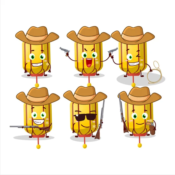 Cool Cowboy Yellow Chinese Long Lamp Cartoon Character Cute Hat — Stock Vector