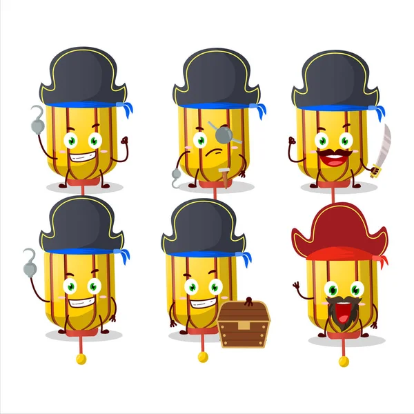 Personagem Desenhos Animados Lâmpada Longa Chinesa Amarela Com Vários Emoticons — Vetor de Stock