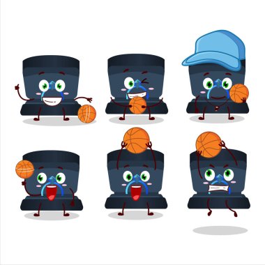 Basketbol atleti olarak donanma yüzüklü çizgi film karakteri. Vektör illüstrasyonu