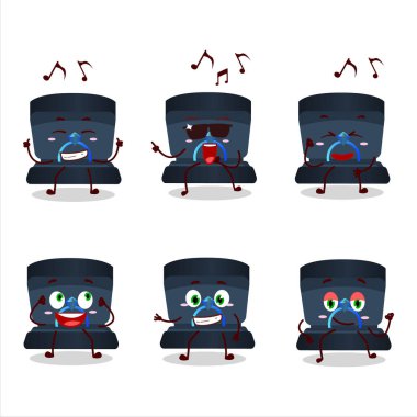 Müzikten hoşlanan donanma yüzüğü dansçısı çizgi film karakteri görüntüsü. Vektör illüstrasyonu