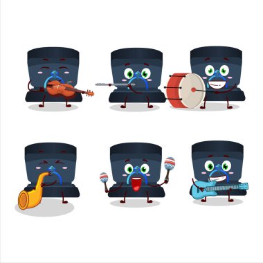 Donanma yüzük kutusunun müzik enstrümanları çalan çizgi film karakteri. Vektör illüstrasyonu