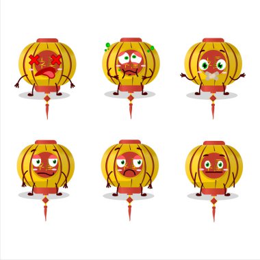 Sarı Çin lambası çizgi film karakteri, ifadesiz. Vektör illüstrasyonu