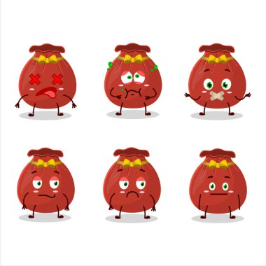 Yüzü olmayan kırmızı çantalı çizgi film karakteri. Vektör illüstrasyonu