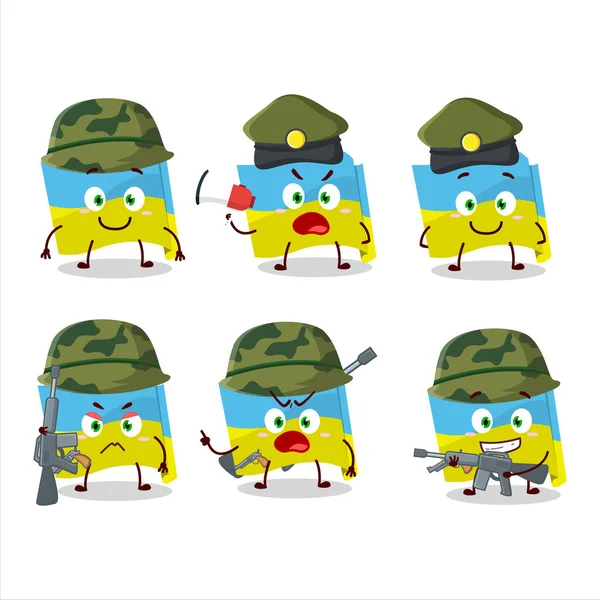 Charming Soldier Ukraine Flag Cartoon Picture Bring Gun Machine Vector Royalty Free Stock Vectors