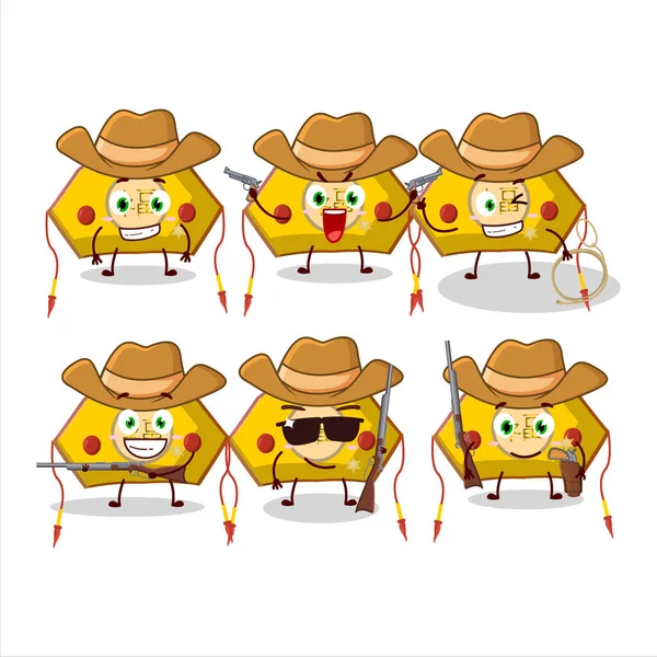 Cool Cowboy Yellow Chinese Woman Hat Cartoon Character Cute Hat — Stock Vector