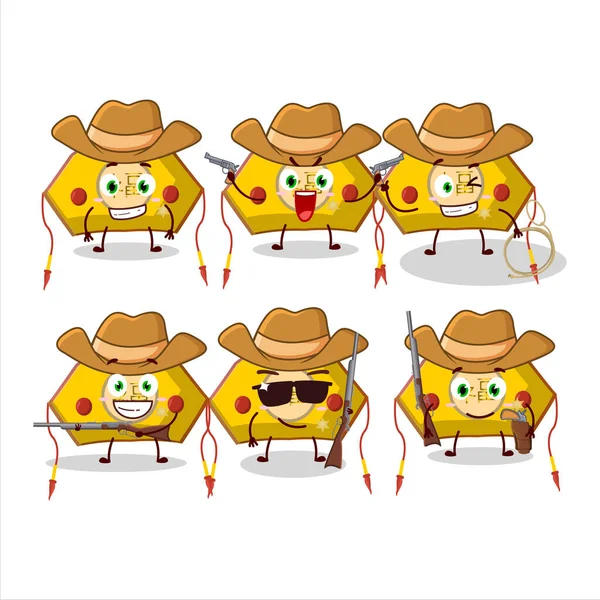 Cool Cow Boy Jaune Chinois Femme Chapeau Personnage Dessin Animé — Image vectorielle