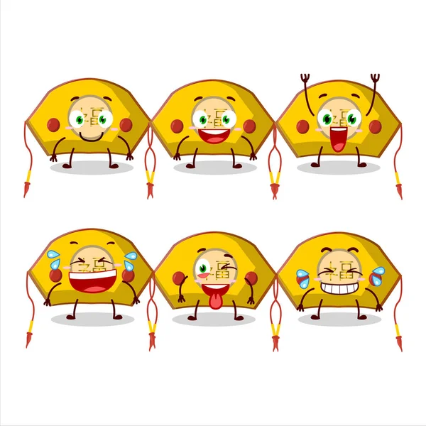 Personagem Desenhos Animados Chapéu Mulher Chinesa Amarela Com Expressão Sorriso — Vetor de Stock
