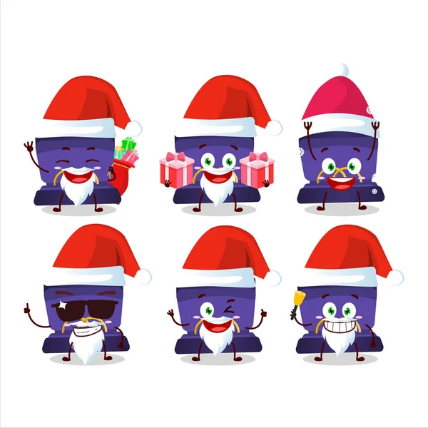 圣诞老人的情感与紫色的戒指盒卡通人物 矢量说明 — 图库矢量图片