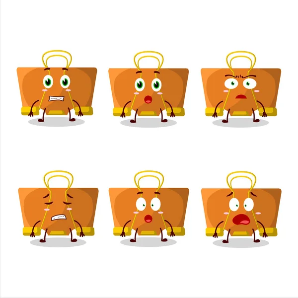 Cartone Animato Personaggio Clip Legante Arancione Con Espressione Spaventata Illustrazione — Vettoriale Stock