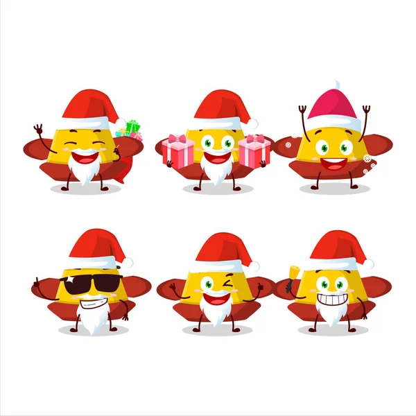 Emoticones Santa Claus Con Personaje Dibujos Animados Sombrero Amarillo Chino — Vector de stock