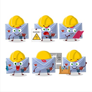 Profesyonel Çizgi Adam mavi aşk karikatürü karakterinin aletleri. Vektör illüstrasyonu