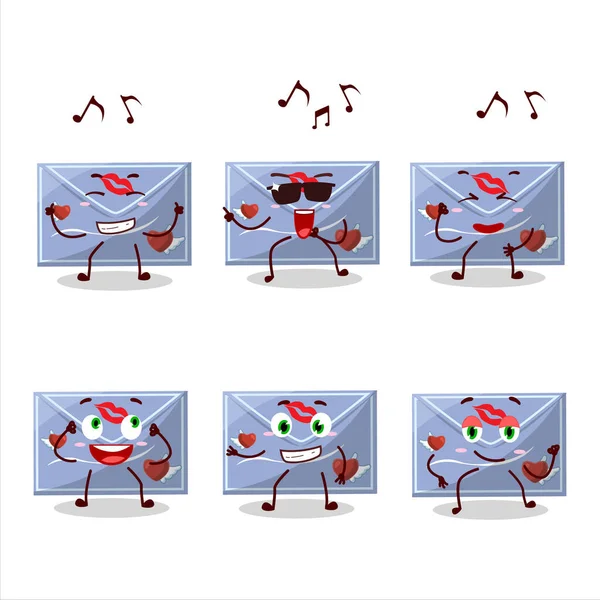 Une Image Personnage Dessin Animé Danseur Enveloppe Bleue Amour Appréciant — Image vectorielle