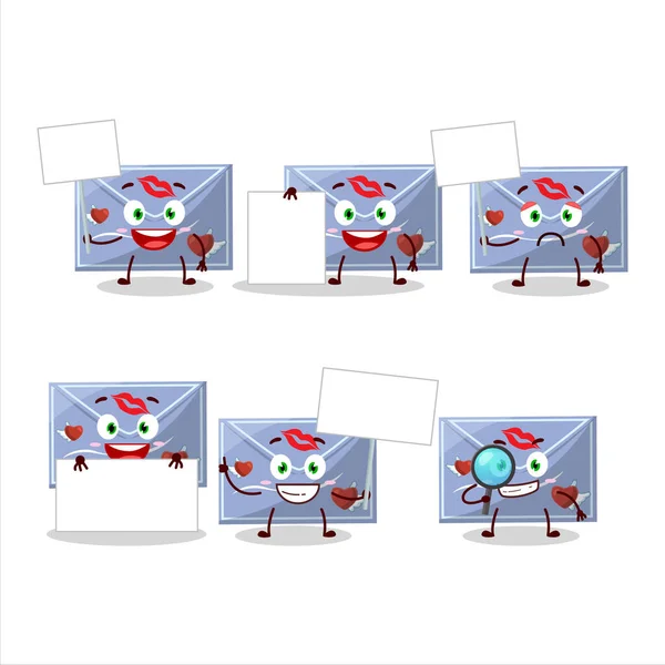 Blue Love Enveloppe Personnage Bande Dessinée Apporter Panneau Information Illustration — Image vectorielle