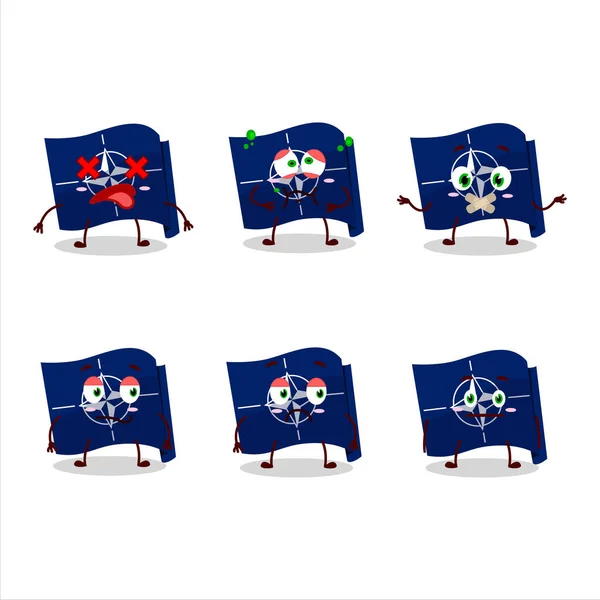 Nato Bandiera Personaggio Dei Cartoni Animati Con Espressione Nope Illustrazione — Vettoriale Stock
