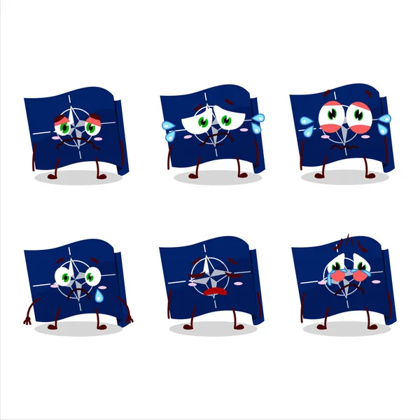 Nato Bandiera Personaggio Dei Cartoni Animati Con Espressione Triste Illustrazione — Vettoriale Stock