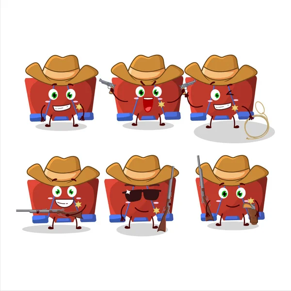 Coole Cowboy Rote Ordner Clip Cartoon Figur Mit Einem Niedlichen — Stockvektor