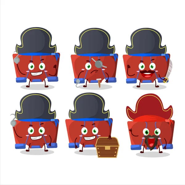 Personaggio Dei Cartoni Animati Clip Legante Rosso Con Varie Emoticon — Vettoriale Stock