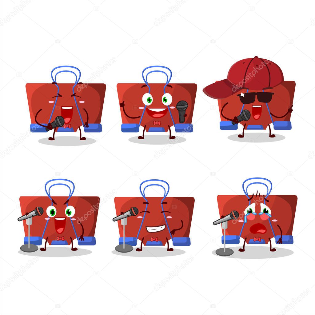 A Cute Cartoon design concept of red binder clip singing a famous song. Vector illustration