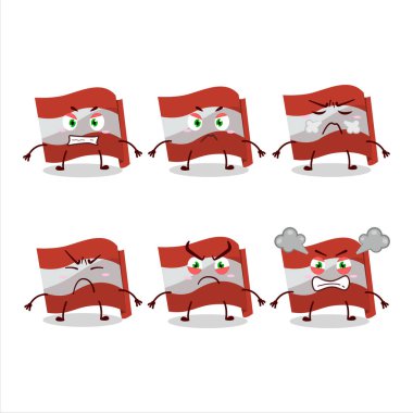 Çeşitli kızgın ifadeleri olan Avusturya bayrak çizgi film karakteri. Vektör illüstrasyonu