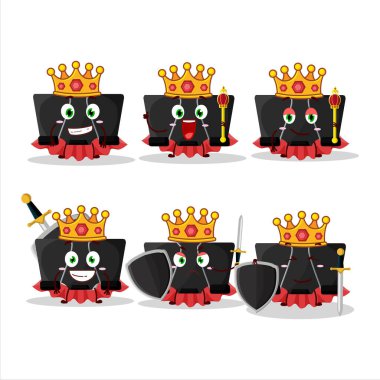 Karizmatik bir Kral çizgi film karakteri, altın bir taç takıyor. Vektör illüstrasyonu