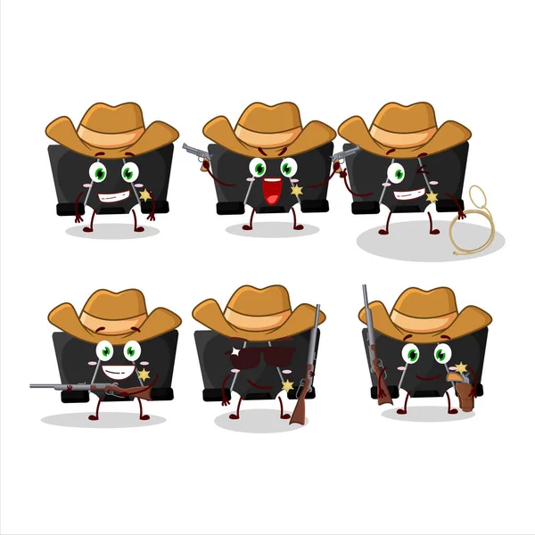 Cool Cowboy Binder Clip Cartoon Character Cute Hat Vector Illustration — Stock Vector