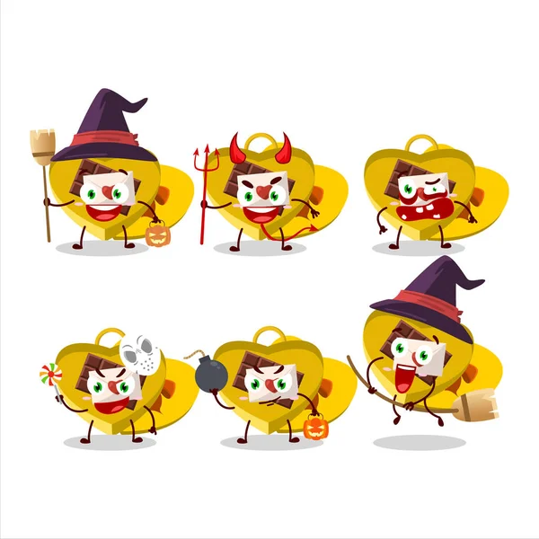 Émoticônes Expression Halloween Avec Personnage Dessin Animé Amour Jaune Boîte — Image vectorielle