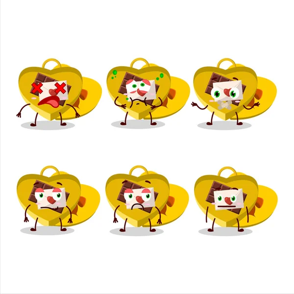 Amarelo Amor Abrir Caixa Presente Personagem Cartoon Com Expressão Nope — Vetor de Stock