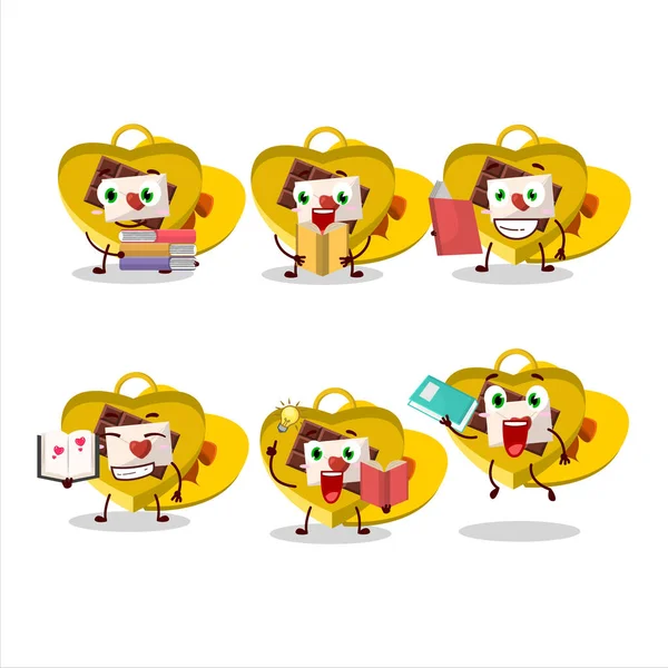 Uma Imagem Amor Amarelo Abrir Caixa Presente Desenho Animado Personagem — Vetor de Stock