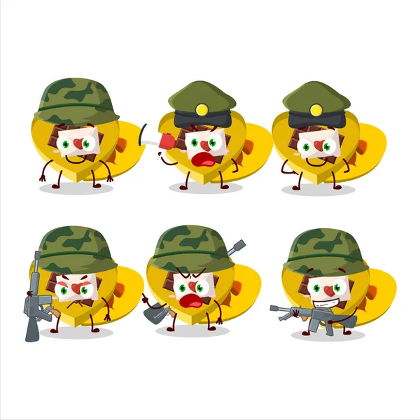 Sebuah Gambar Kartun Kotak Hadiah Terbuka Cinta Tentara Menawan Membawa - Stok Vektor
