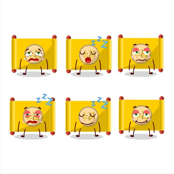 Caráter Dos Desenhos Animados Papel Amarelo Rolo Chinês Com Expressão — Vetor de Stock