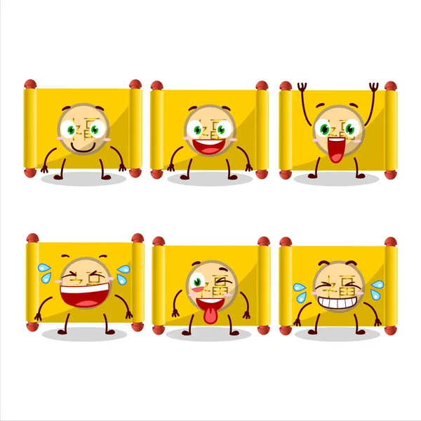 Personaje Dibujos Animados Papel Amarillo Rollo Chino Con Expresión Sonrisa — Vector de stock