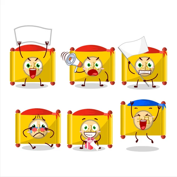 Mascot Design Style Yellow Paper Roll Chinese Character Attractive Supporter — Stock Vector