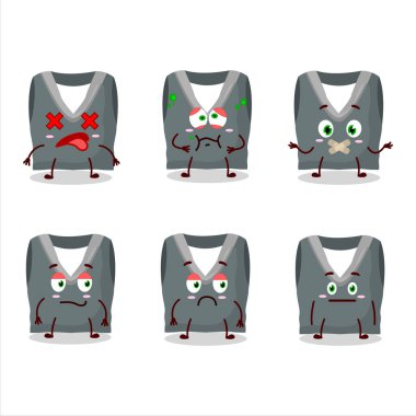 Gri okul yelekli, ifadesiz çizgi film karakteri. Vektör illüstrasyonu