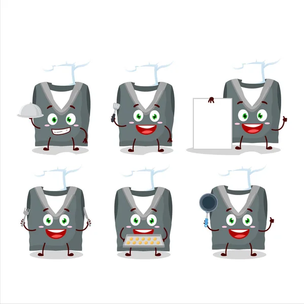 Cartoon Character Gray School Vest Various Chef Emoticons Vector Illustration Royalty Free Stock Illustrations