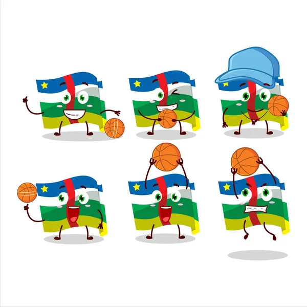 有才华的非洲共和国旗卡通人物作为篮球运动员 矢量说明 — 图库矢量图片
