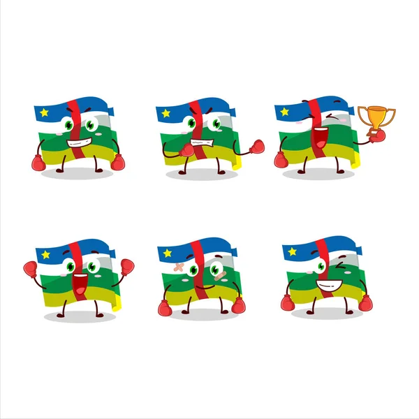 Sporty African Republic Flag Boxing Athlete Cartoon Mascot Design Vector — Stock Vector