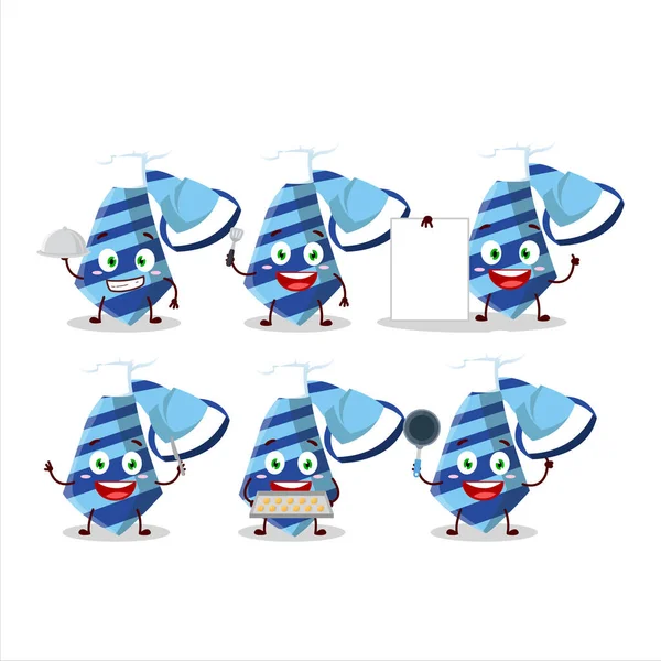Personagem Desenhos Animados Gravata Azul Com Vários Emoticons Chef Ilustração — Vetor de Stock