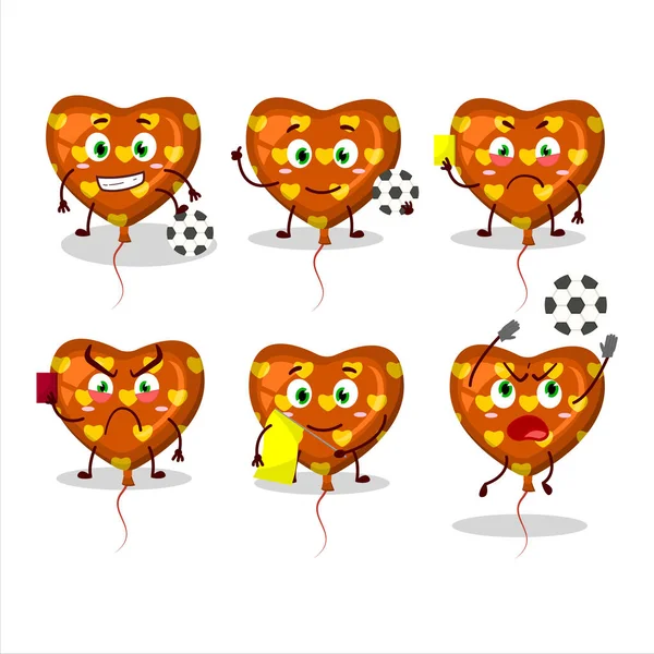 Orange Love Balloon Cartoon Character Working Football Referee Vector Illustration — Stock Vector