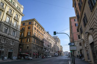 Roma şehri sabahleyin, Via Cavour, Roma, İtalya
