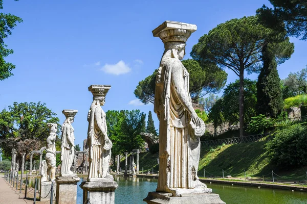 Villa Adriana Tivoli Italy Caryatid Side Pool Named Canopus Background — Stok fotoğraf