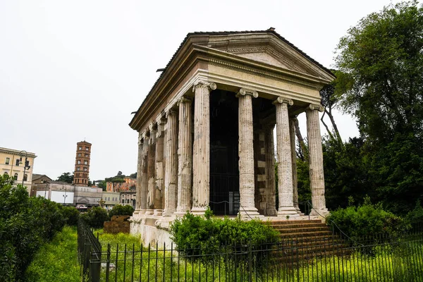 Ancient ruins in Rome (Italy) - Tempio di Portuno (Temple of Portunus) in Forum Boarium (Foro Boario), Piazza Bocca della Verit (Mouth of Truth)
