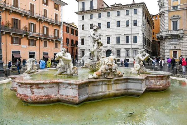 Fontana Del Moro Moor Fountain Piazza Navona Róma Olaszország — Stock Fotó