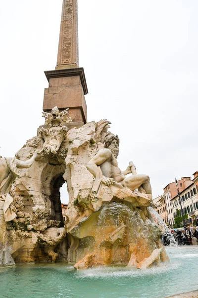 Fontana Dei Quattro Fiumi Négy Folyó Forrása Piazza Navona Róma — Stock Fotó