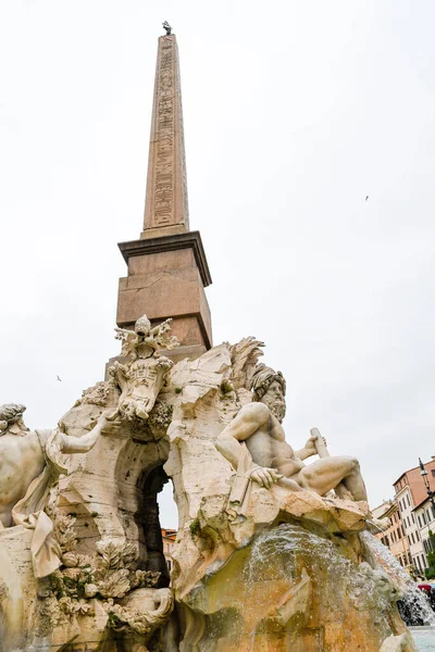 Fontana Dei Quattro Fiumi Négy Folyó Forrása Piazza Navona Róma — Stock Fotó