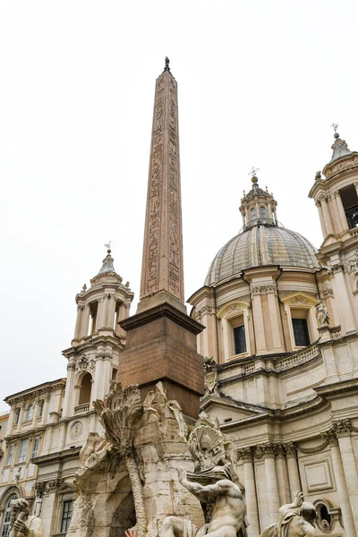 Fontana Dei Quattro Fiumi Fountain Four Rivers Agonalis Obelisk Church — ストック写真