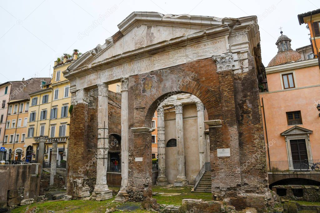 Ancient ruins in Rome (Italy) - Portico di Ottavia (Porticus Octaviae)