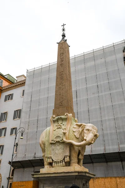 Ancient Ruins Rome Italy Minerva Pulcino Elephant Obelisk — Foto Stock