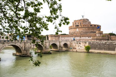 Ancient ruins in Rome (Italy) - Ponte Sant'Angelo on Tevere and Ponte Sant'Angelo