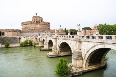 Ancient ruins in Rome (Italy) - Ponte Sant'Angelo on Tevere and Ponte Sant'Angelo